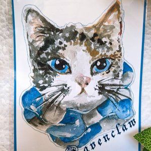 Ravenclaw Harry Potter Cat Art Print